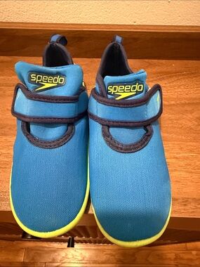 Speedo Kids Blue Water Shoes with Neon Yellow Trim
